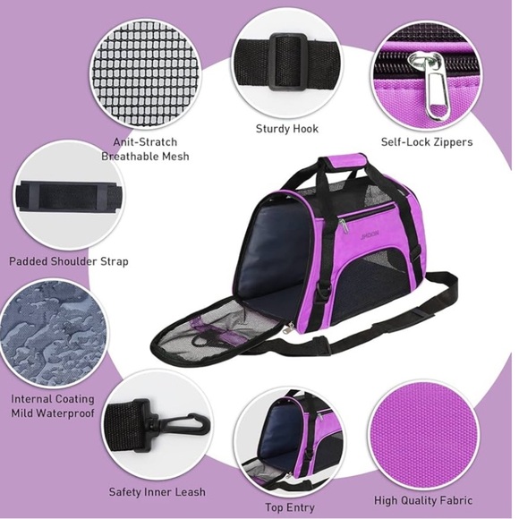 🆕 Soft-Sided Pet Carrier Bag (Medium, Purple) - Picture 3 of 10